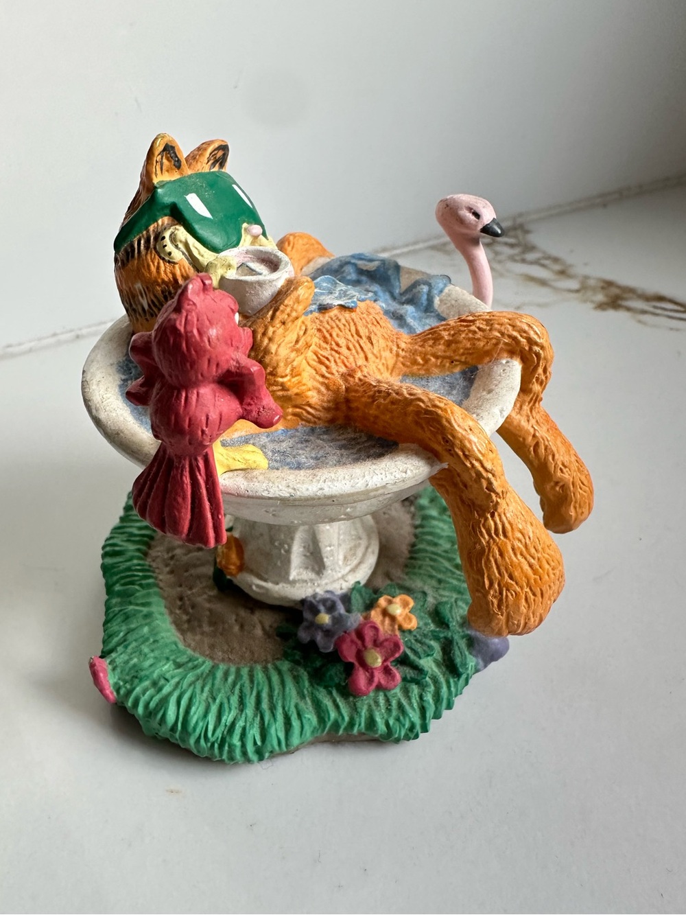 Garfield On Vacation Birdbath Figurine Jim Davis Archives Studio Danbury Mint 92 - Picture 2 of 3